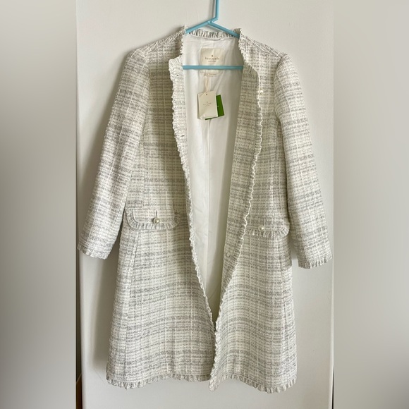Kate Spade Sparkle Tweed Metallic Coat Size 6 - Picture 13 of 15